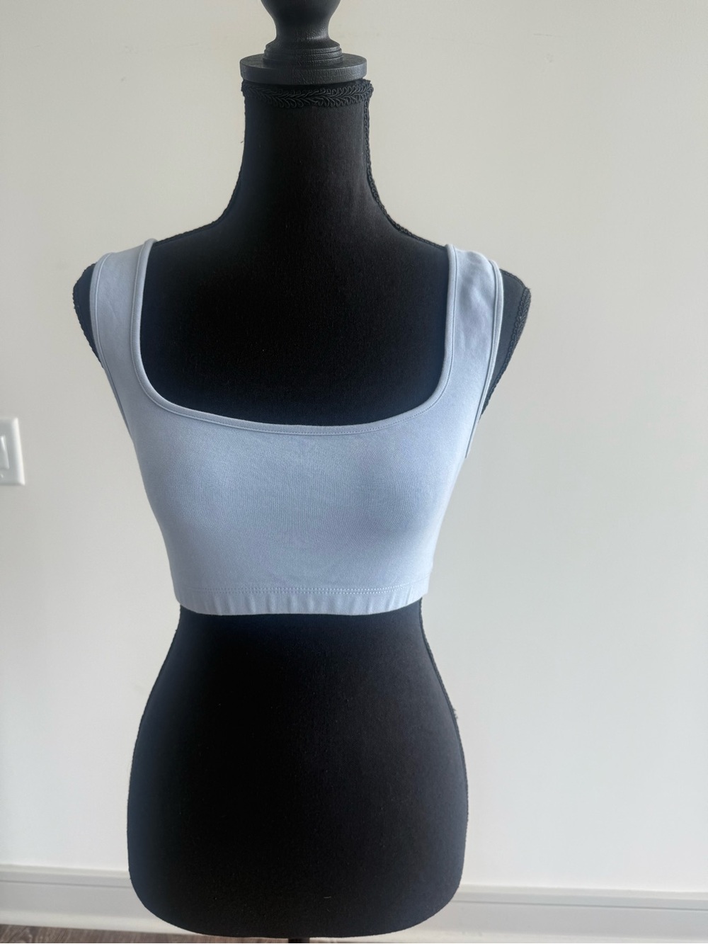 Zara Light Blue Scoop Neck Cropped Top